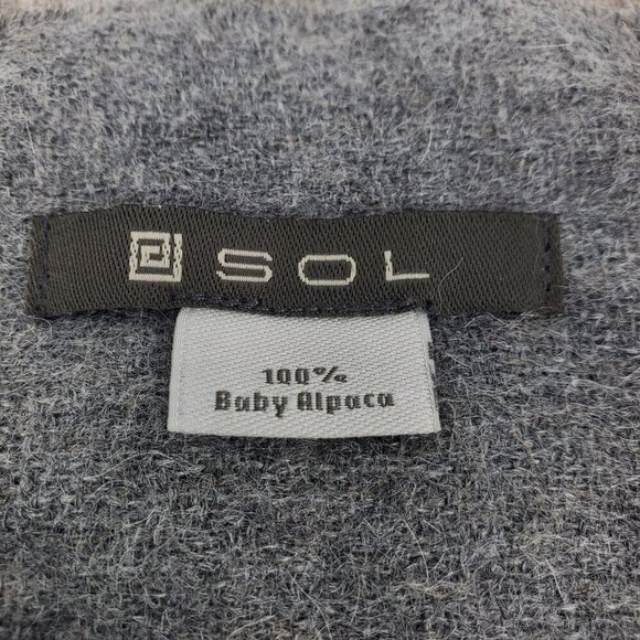 Sol Unisex Gray Rectangle Scarf Baby Alpaca Winter Fringeless Neck Warmer - Picture 9 of 10